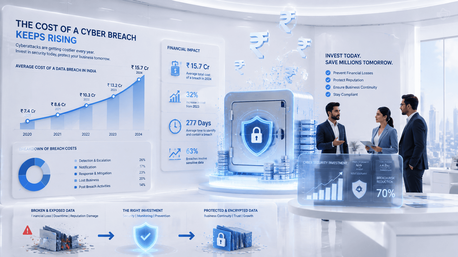 cyber breach costs and business cybersecurity investment.