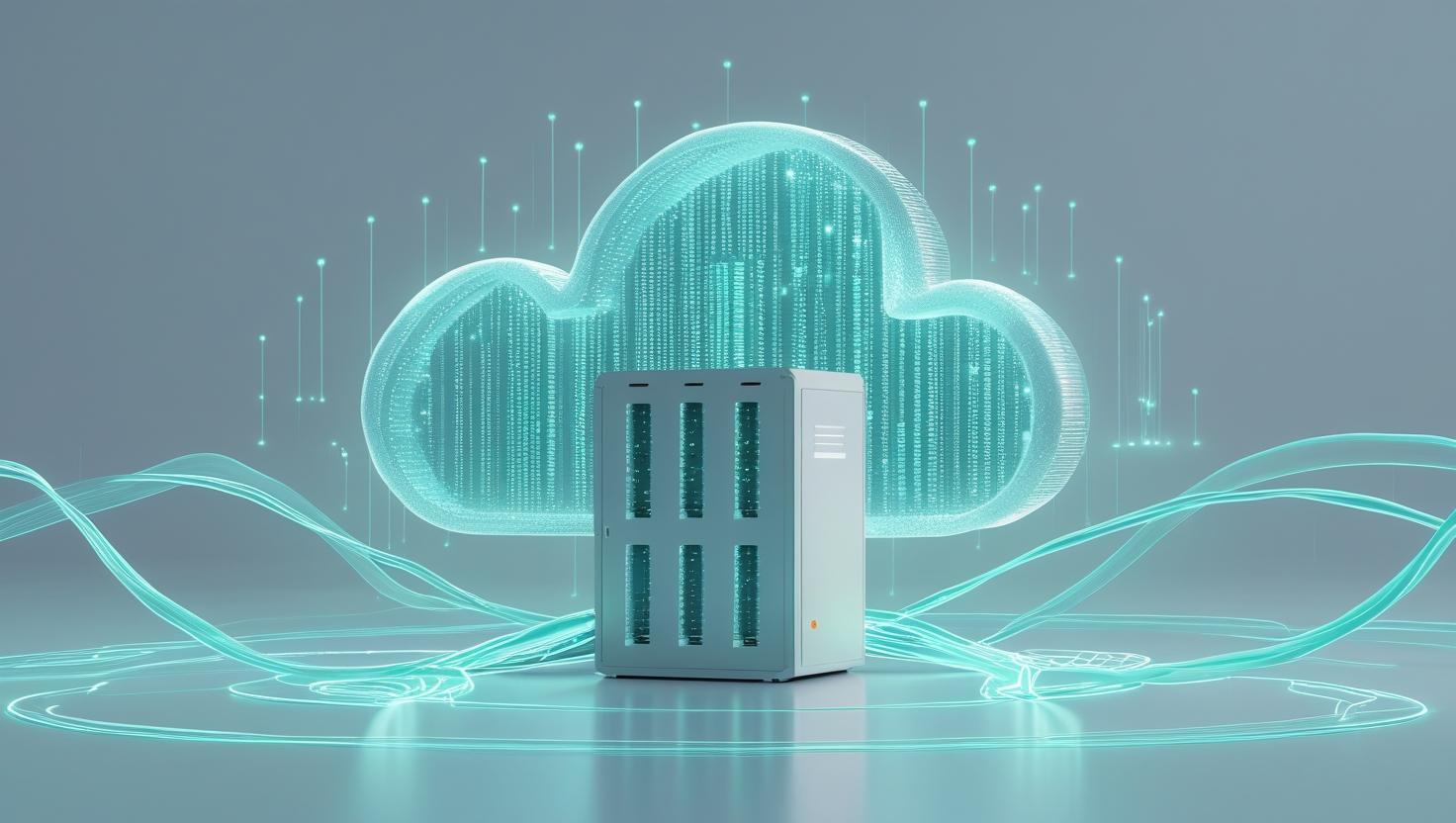 Secure cloud server with protective shields and data streams restoring after a cyberattack.