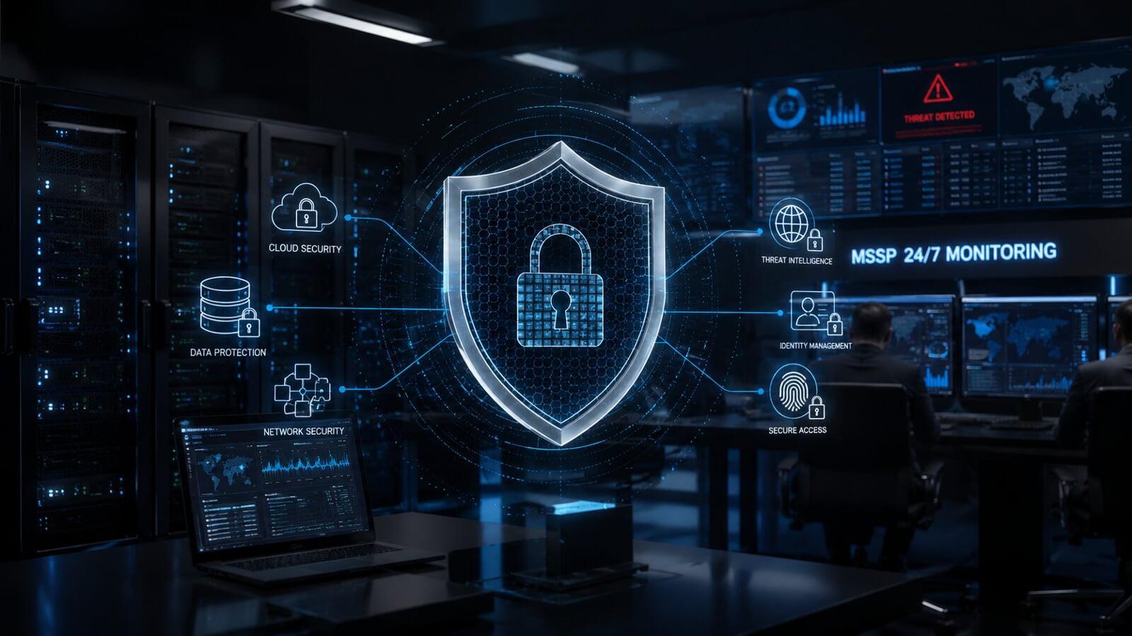 Integrated cybersecurity approach combining MSSP services and penetration testing.